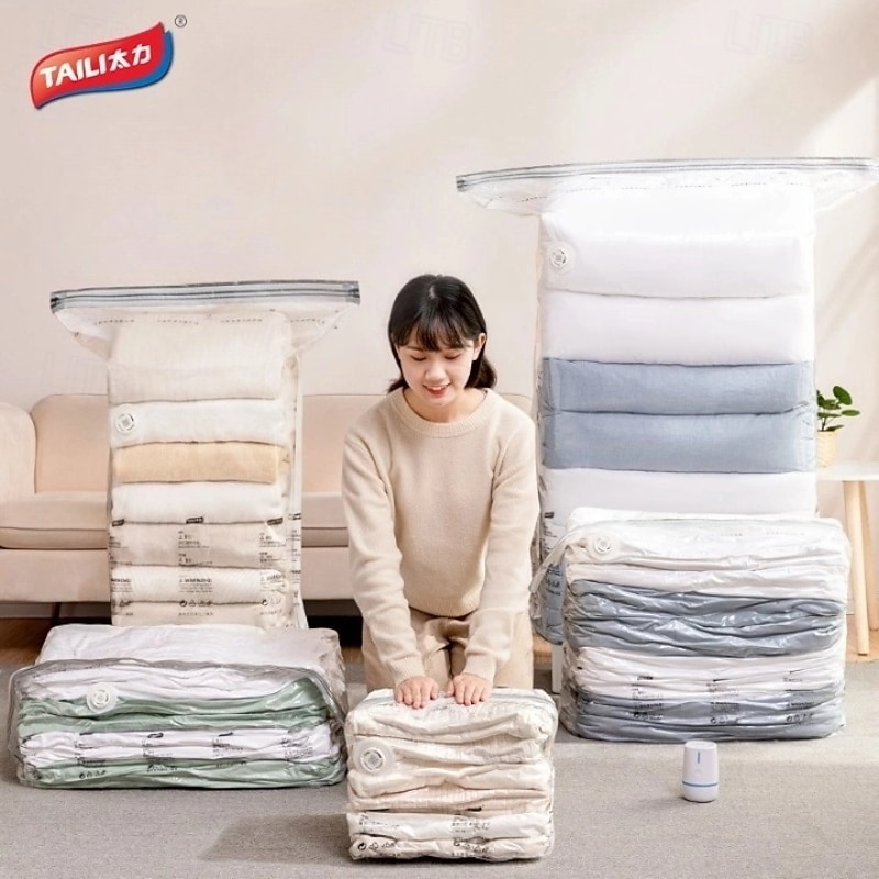 TAILI Vacuum Storage Bags, Jumbo Cube, Extra Large Vacuum Seal Bags for Clothing, Comforters, Blankets, Bedding, Closet Organization Space Saving