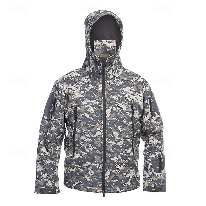 Men's Hiking Jacket Winter Coat Hiking Fleece Jacket Winter Outdoor Thermal Waterproof Windproof Winter Fleece Jacket Blue Brown Grey2