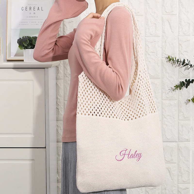 Personalized Knit Shoulder Bag with Custom Name Embroidery, Unique Gift for Mom, Girlfriend, Friend, Valentine's Day, Mother's Day, Birthday, Christmas4
