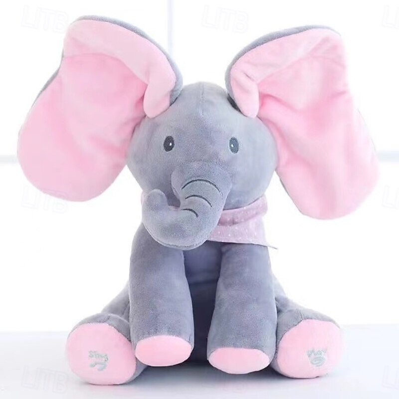 Cute Hide and Seek Elephant Plush Doll with Music