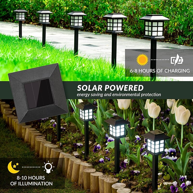 Solar Outdoor Pathway Lights LED Solar Lights Outdoor Waterproof Solar Walkway Lights Maintain 10 Hours of Lighting for Your Garden Landscape Path Yard Patio Driveway - Easy Installation No Wiring2