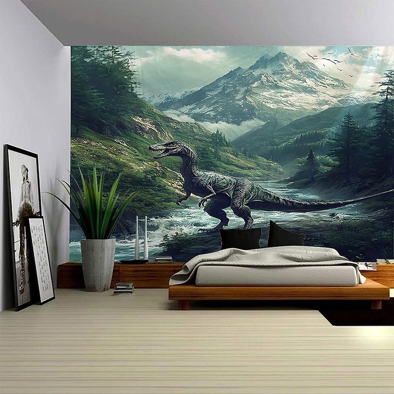 Forest Animal Dinosaur Landscape Hanging Tapestry Mural Art Large Tapestry Mural Decoration Photos Background Carpet Curtains Home Bedroom Living Room Decoration4