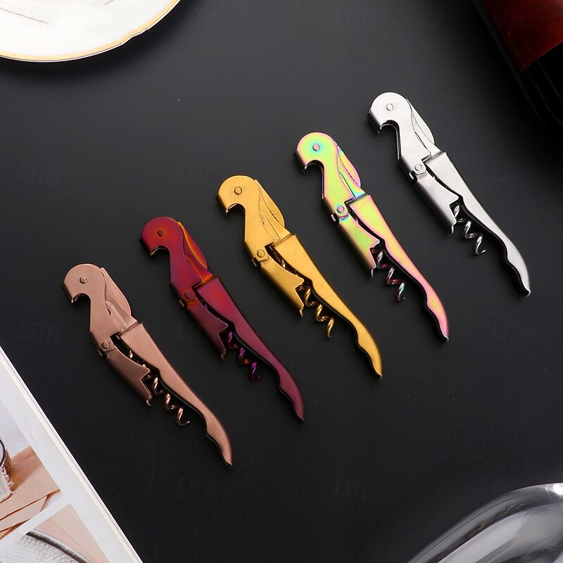 Stainless Steel Wine Bottle Opener Corkscrew, 3-in-1 Waiter's Corkscrew with Foil Cutter, Beer Bottle and Can Opener3