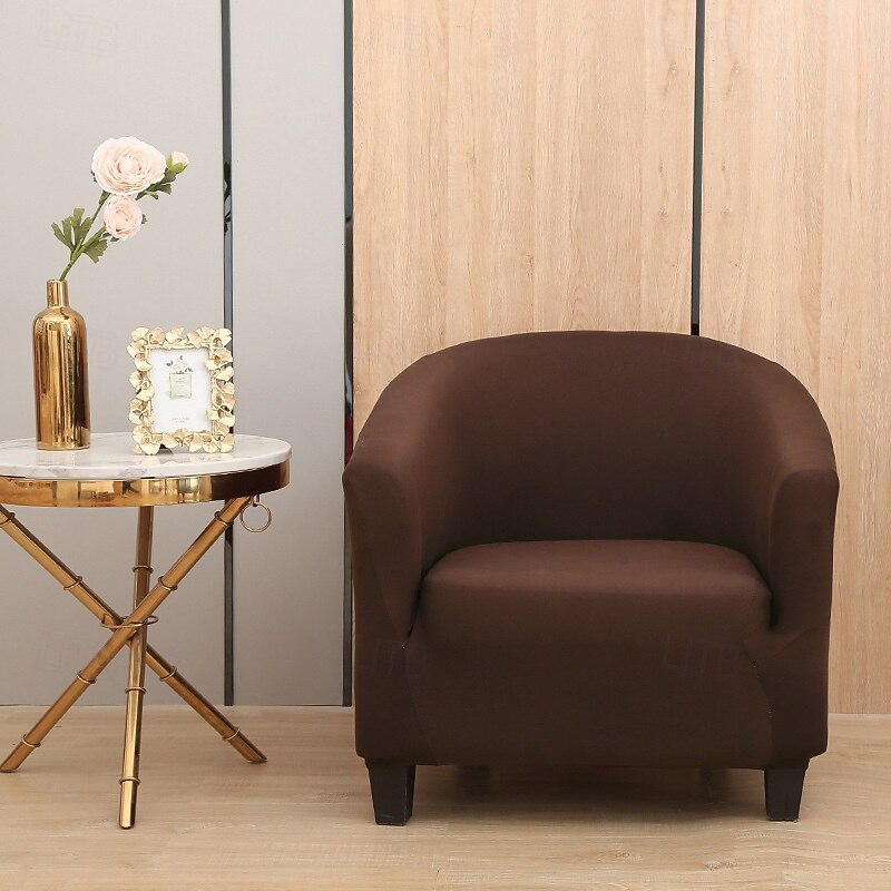 1pc Solid Color Club Chair Cover Stretch Tub Chair Slipcover Arm Chair Sofa Cover For Dogs PetWashable Couch Furniture Protector Soft Durable4