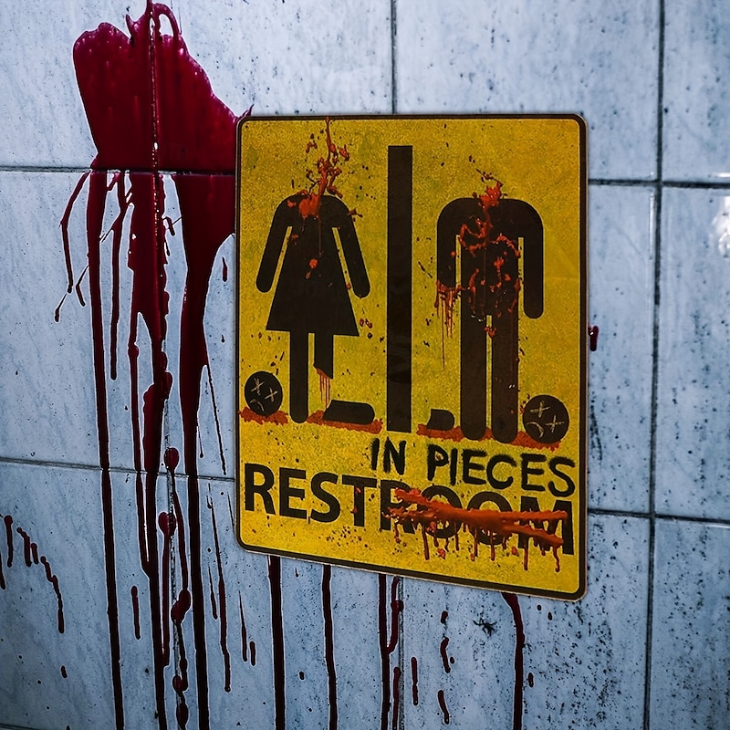 1pc Halloween Related Horror Toilet Door Stickers Bar Haunted House Secret Room Escape Script Killing Decoration Props Supplies