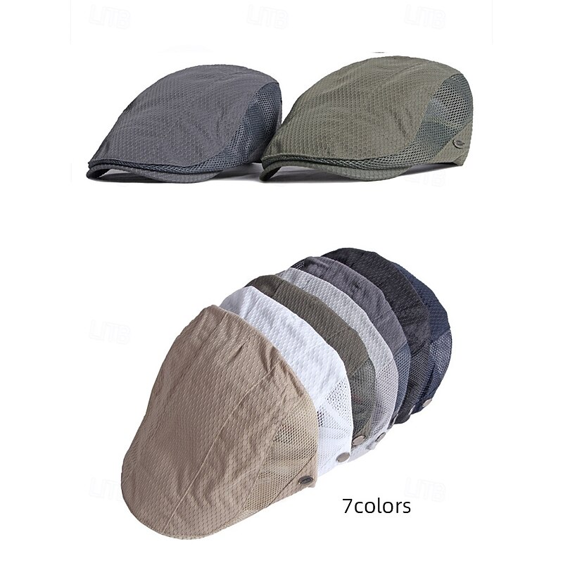 Men's Mesh Flat Cap with Adjustable Strap – Breathable and Lightweight Summer Newsboy Hat for Outdoor Activities, Casual Wear and Daily Us3