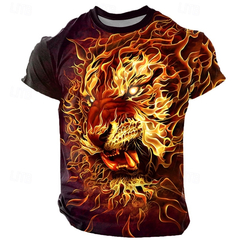Tom Wood Men's Lion T Shirt Short Sleeve T shirt 3D Print Crew Neck Round Neck Shirt Exaggerated Designer Party Street Casual Black Summer Spring All Seasons Clothing Apparel S M L XL XXL XXXL 4XL