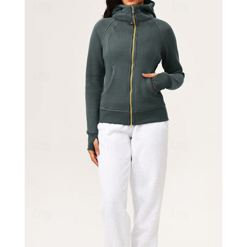 Women's Running Jacket Windproof Warm Finger Coats Long Sleeve Sports Solid Color Jacket For Pilates Running Fitness Activewear4