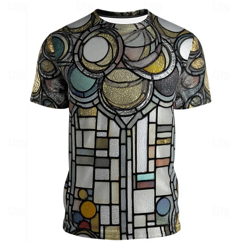 Men's Optical Illusion Abstract 3D T Shirt Short Sleeve T shirt 3D Print Crew Neck Shirt Exaggerated Designer Party Street Casual White Dark Gray Gray Summer Spring All Seasons Clothing Apparel S M L3