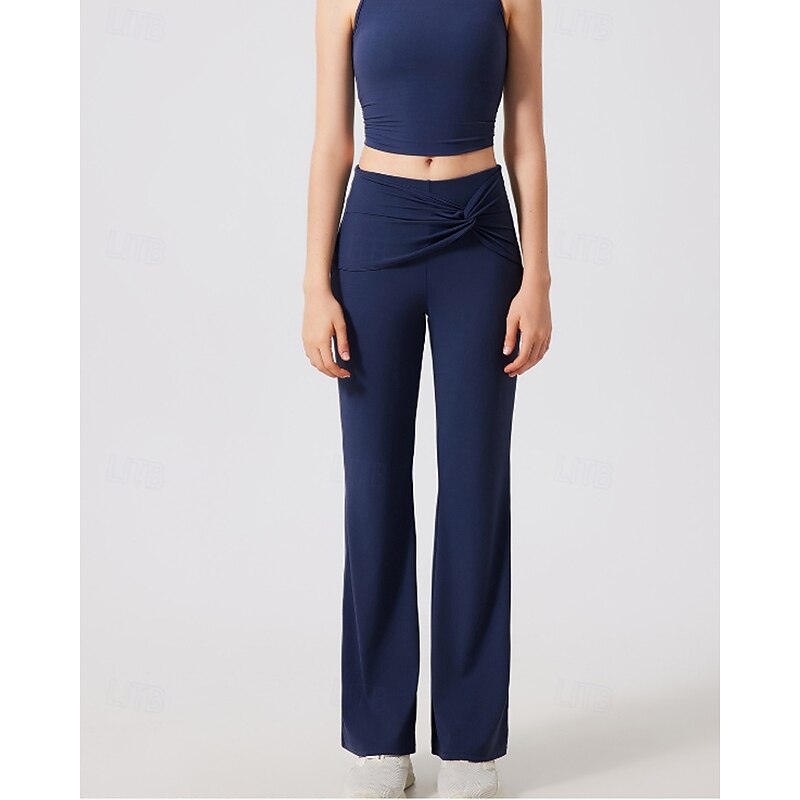 Women's Running Pants Flared Pants Patchwork Bottoms Outdoor Sports & Outdoor Street Breathable Quick Dry Lightweight Tennis Golf Running Regular Fit Sportswear Activewear Solid Colored Navy Black4