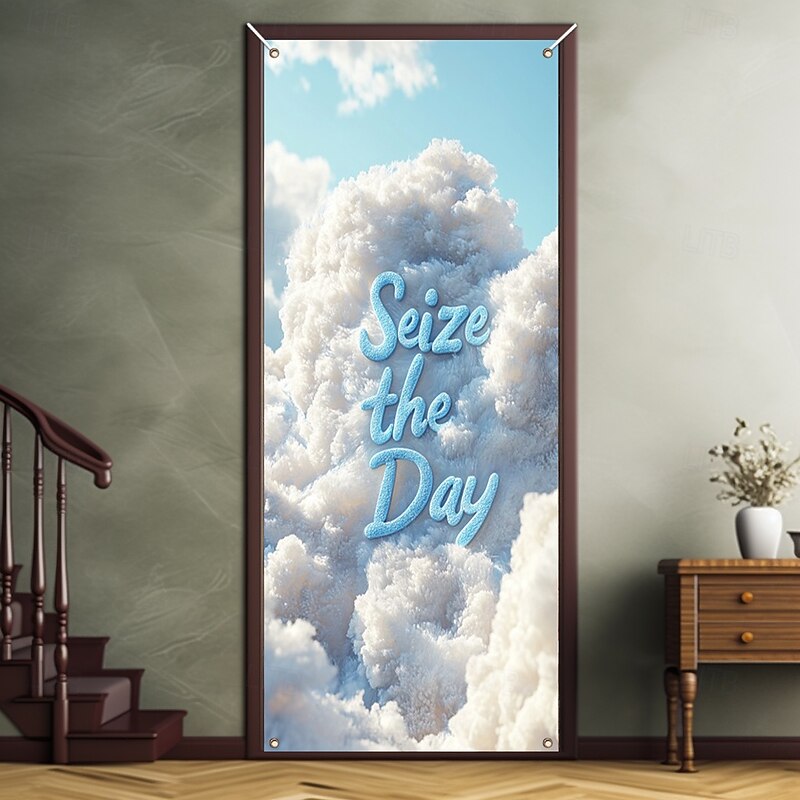 Inspirational Quotes Door Decorations Door Covers Door Tapestry Door Curtain Decoration Backdrop Indoor/Outdoor Door Banner for Front Door Farmhouse