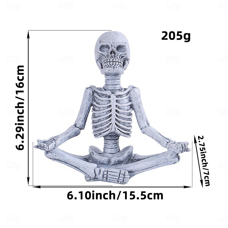 Halloween Yoga Skeleton Figurine, Spooky Resin Skull Statue, Horror Ghost Festival Tabletop Decoration Ornament4