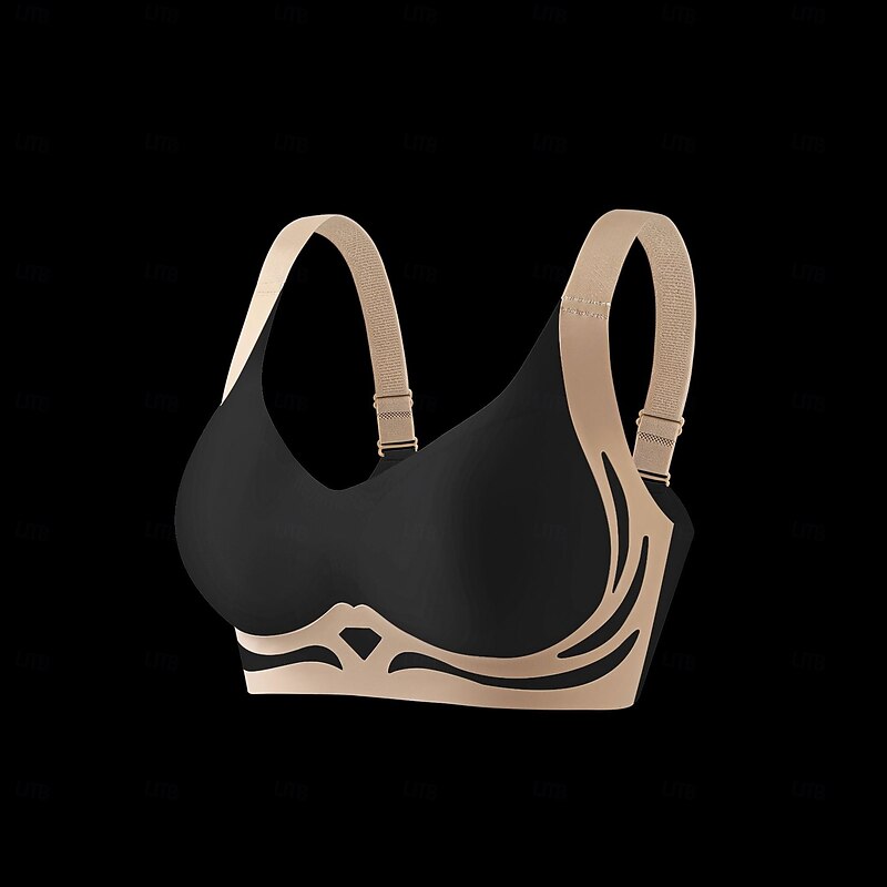 Women's Sexy Lingerie Bra BacklessNightwearNylon Spandex Color Block Solid Colored Black Light Green Dusty Blue Beige4