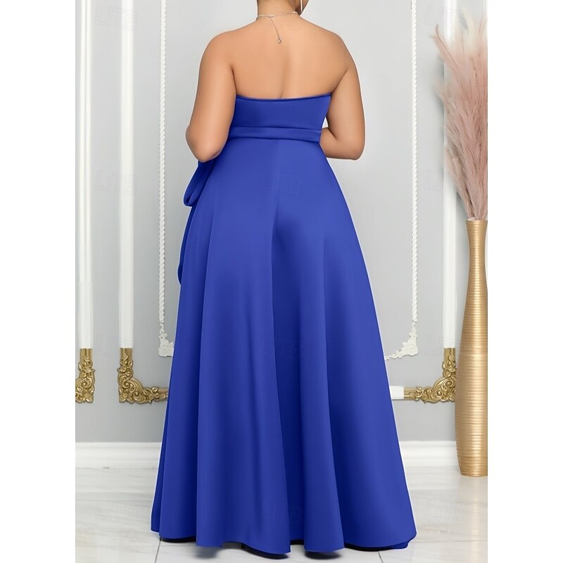 A-Line Wedding Guest Dresses Elegant Dress Wedding Guest Engagement Floor Length Sleeveless Sweetheart Satin with Slit Butterfly2