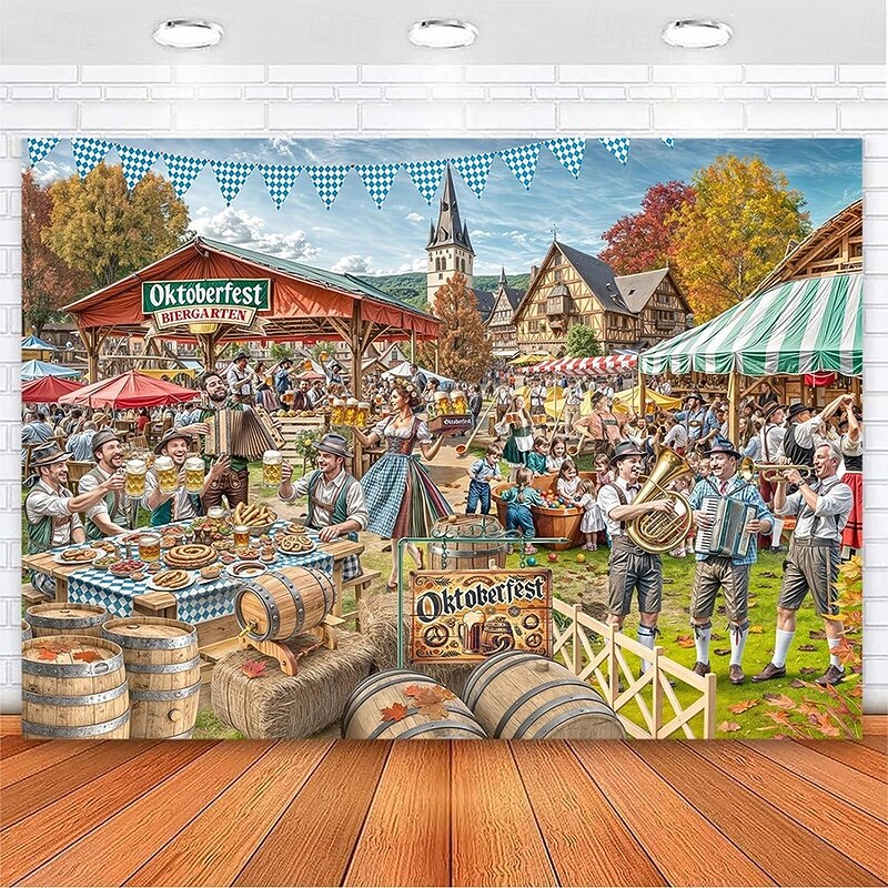 Oktoberfest German Bavarian Hanging Tapestry Pretzel Beer Wall Art Large Tapestry Mural Decor Photograph Backdrop Festival Party4