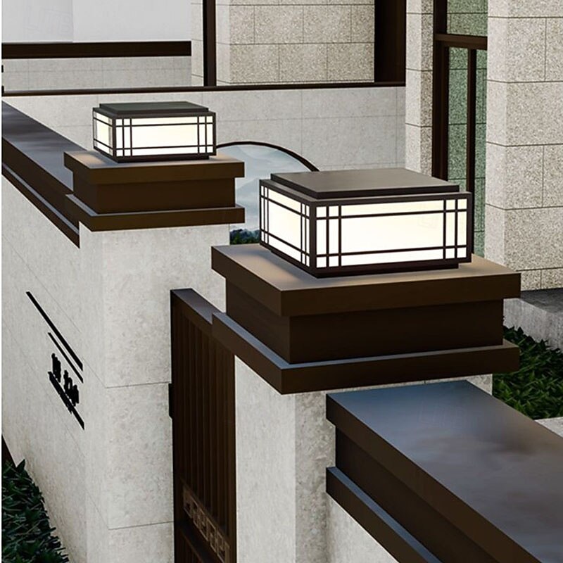 Outdoor Post Lights Fixture Modern Yard Entry Outdoor Column Lights Metal Housing Patio Pillar Lights 110-240V 5W4