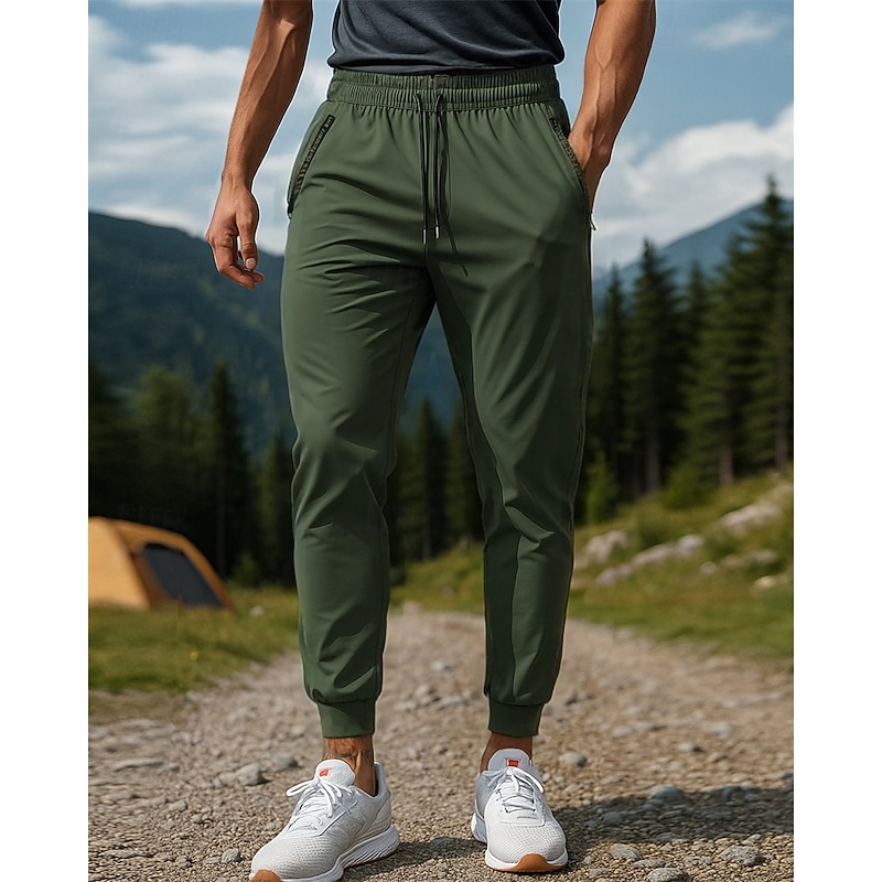 Men's Hiking Pants Trousers tracksuit bottoms Summer Outdoor Regular Fit Waterproof Windproof Quick Dry Lightweight Pants / Trousers Elastic Waist Black Dark Green Camping / Hiking Golf Running XS S4