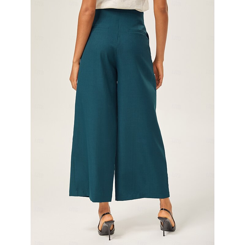 Lake Green Wool-Blend Slim Straight Pants4