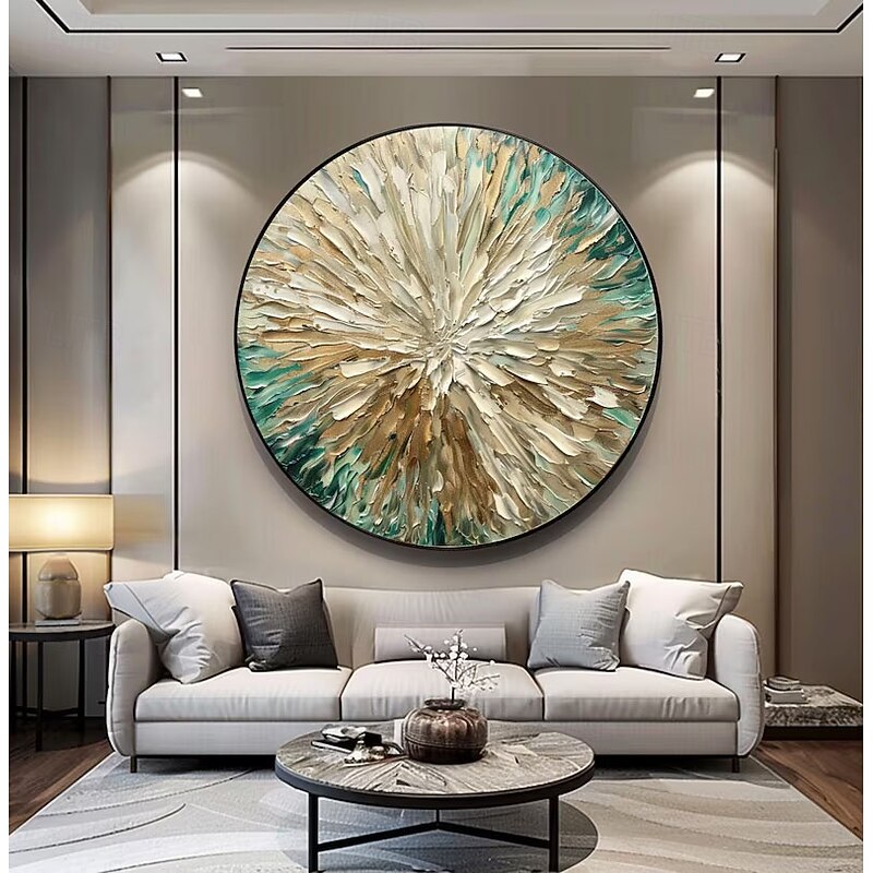 Abstract Modern Luxury Canvas Art Hand Painted Knife Oil Painting Neutral Tones with Gold Accents with insde wood frame3