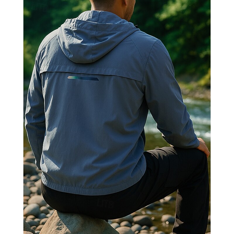 Men's Outdoor Jacket Hiking Jacket Sport Jacket Outdoor Waterproof Windproof Quick Dry Lightweight Hiking Outfits Hiking Clothes Spring Autumn / Fall Jacket Tennis Golf Running Solid Color Black Army2