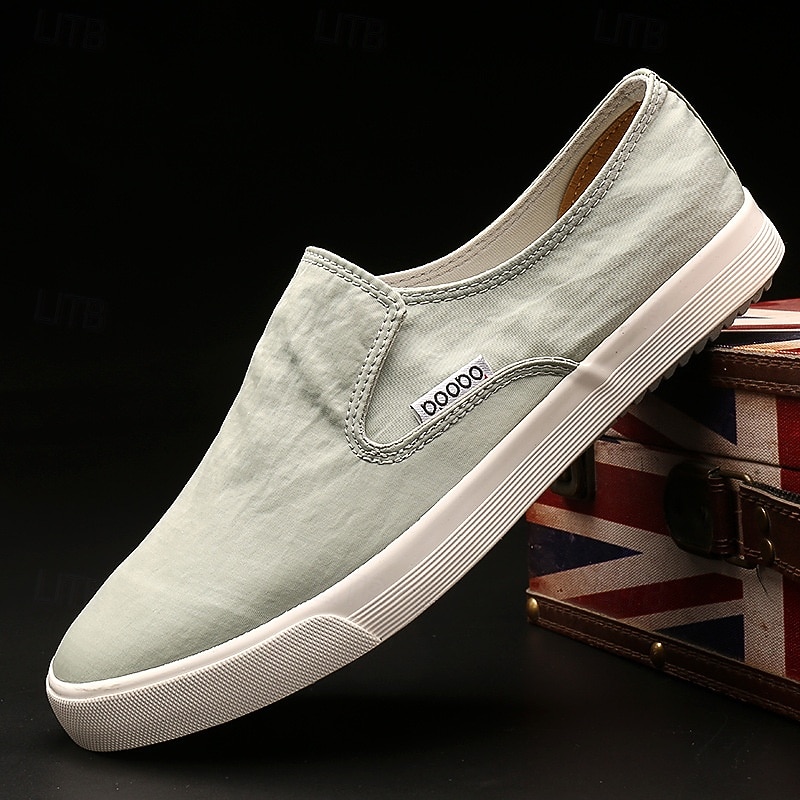 Men's Green Slip-On Canvas Sneakers Minimalist Low-Top Design for Casual Streetwear Weekend Style and Comfortable Daily Use3