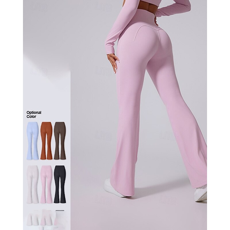 Women's pilates leggings fitness pants sport pants Flared Lightweight Pilates Running Fitness Pants Solid Color Dark Grey Black White Fall Winter Sports Activewear Micro-elastic