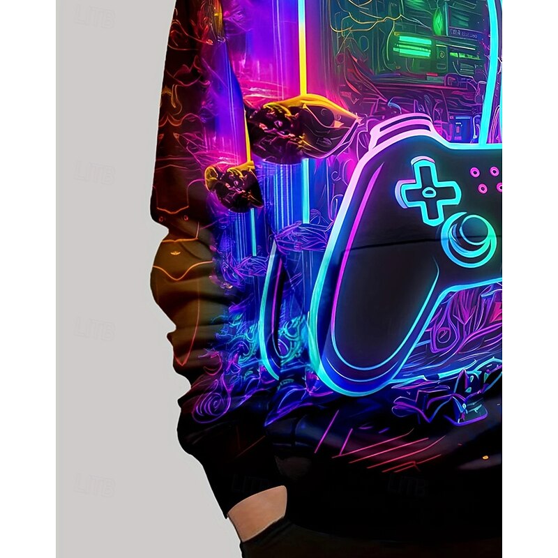 Boys' 3D Game Hoodie Long Sleeve Spring Fall Fashion Streetwear Kids 4-12 Years Hooded Outdoor Casual Daily Regular Fit4