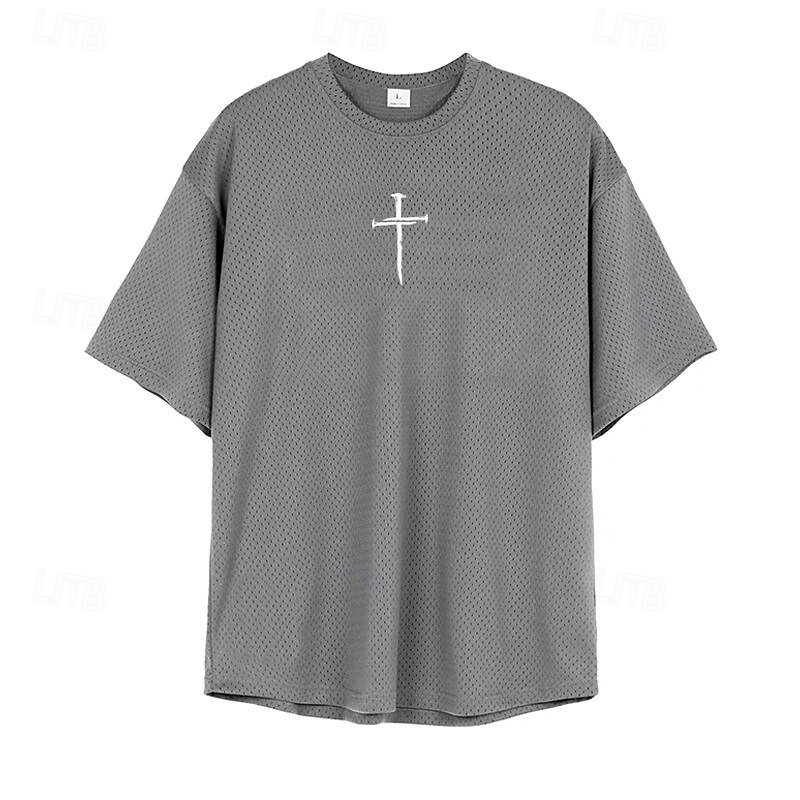 Men's Plus Size T Shirt Tee Top Crew Neck Short Sleeve Fashion Outdoor Daily Cross Black White Purple Polyester Clothing Apparel3