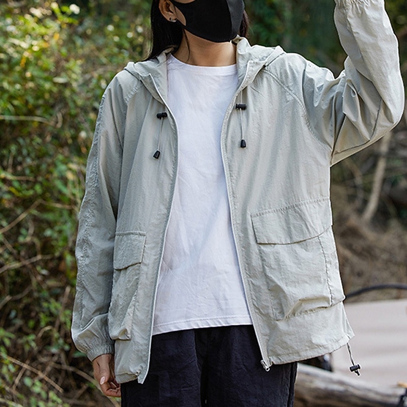 Men's Women's Unisex Running Jacket Outdoor Jacket Cargo Jacket Pocket Full Zip Long Sleeve Outerwear Athletic Solid Colored Sun Protection Quick Dry Lightweight UV Cooling Tennis Golf Running4