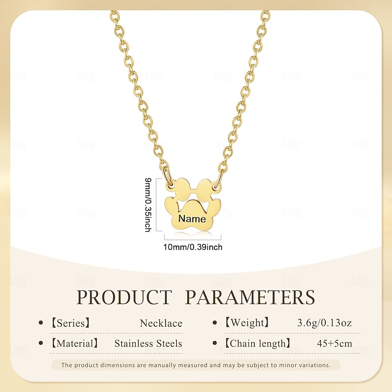 Personalized Paw Necklace with Custom Name and Text, Gift for Mom Wife Girlfriend, Meaningful Jewelry for Mother's Day, Valentine's Day, Birthday, Anniversary3