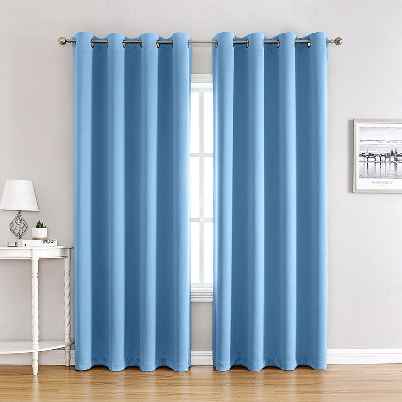 Blackout Curtains Thermal Insulated Long Curtains& Drapes Room Darkening Curtains for Living Room Bedroom Window2