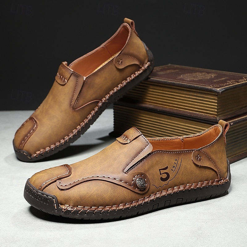 Men's Brown Slip-on Shoes with Contrast Stitching, Soft Insole and Durable Rubber Sole for Casual Office Wear, Daily Commute and Weekend Relaxation3