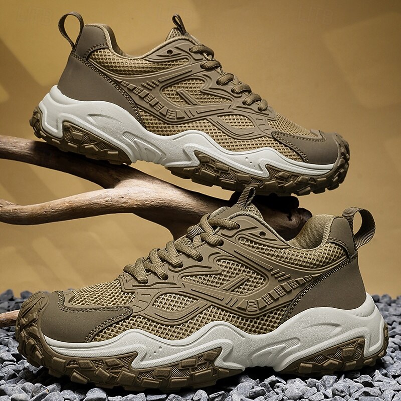 Men's Olive Green Hiking Sneakers - Durable Outdoor Walking Shoes with Breathable Mesh and Robust Sole for Trail Walking Camping and Daily Outdoors2