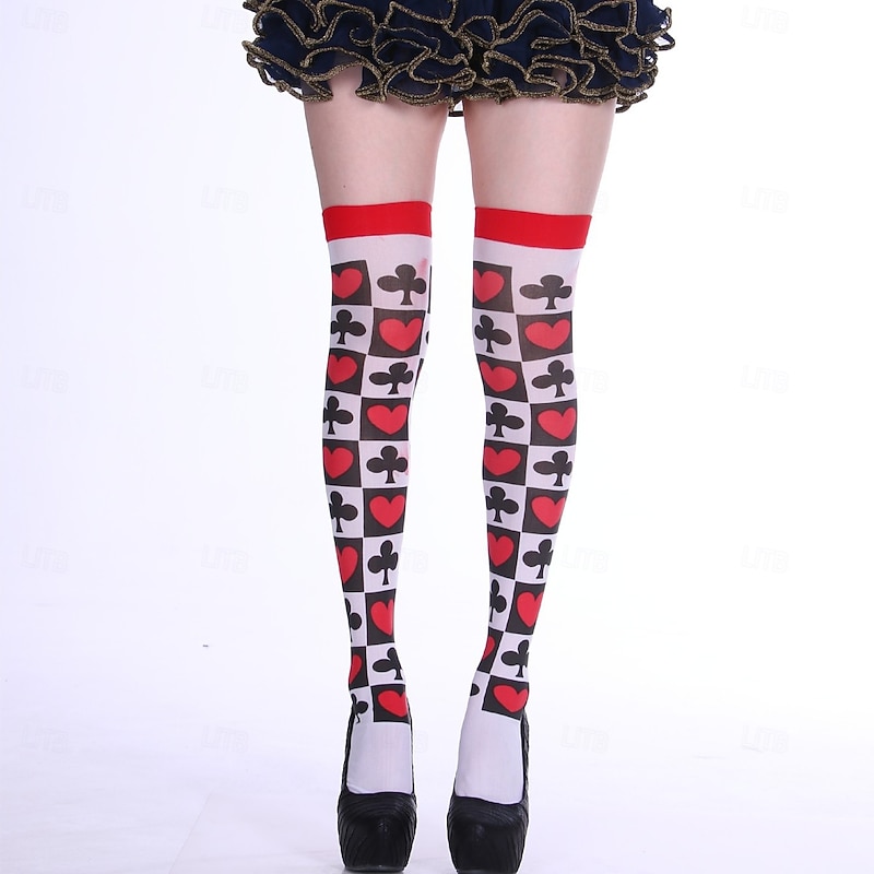 Alice in Wonderland Fairy Tale Queen of Hearts The Red Queen Venom Socks / Long Stockings Accessories Thigh High Tights Storybook Characters Movie Cosplay for Women's Adults' Halloween Carnival World