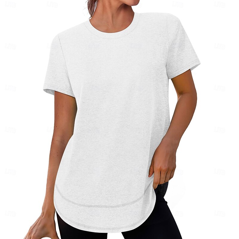 Women's T Shirt Summer Tops Vintage Classic Casual Short Sleeve Crew Neck Regular Tops Daily Sports Going out Black White Yellow Light Green Blue Summer3