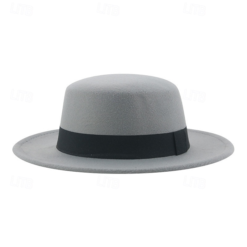 Retro Parent-Child British Style Black Flat Hat Woolen Hat Men And Women Performance Gentleman Hat Felt Hat Children's Performance Hat