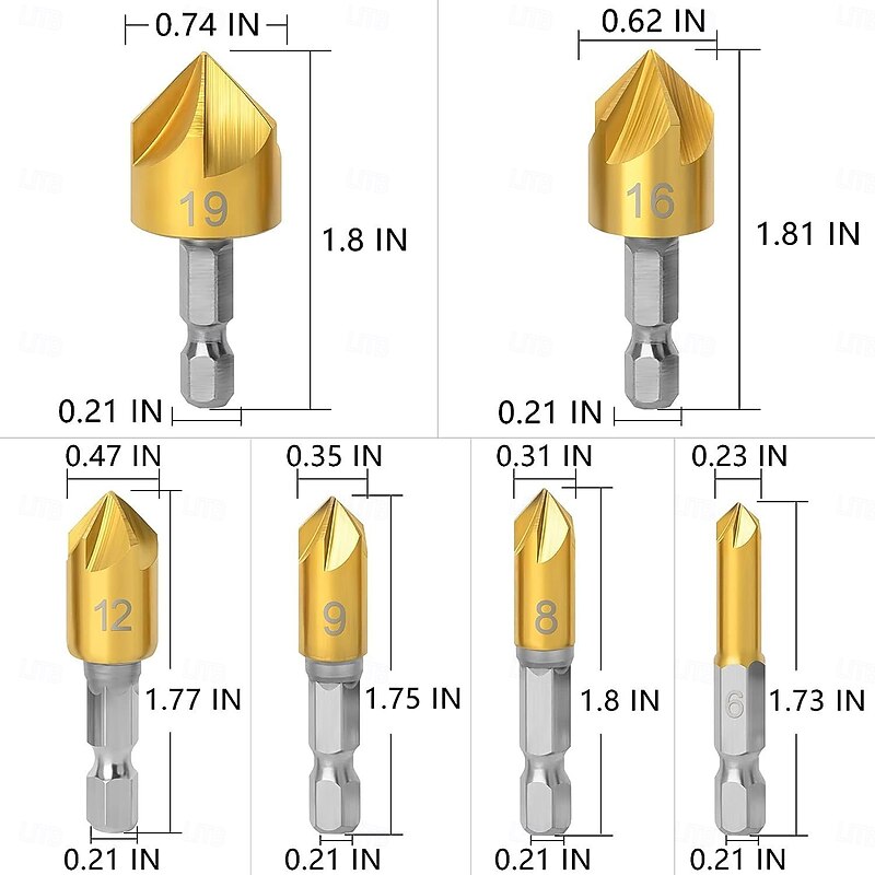 26 Pack Woodworking Chamfer Drilling Tools, Including Countersink Drill Bits, Wood Plug Cutter, Step Drill Bit, Center Punch, L-Wrench4