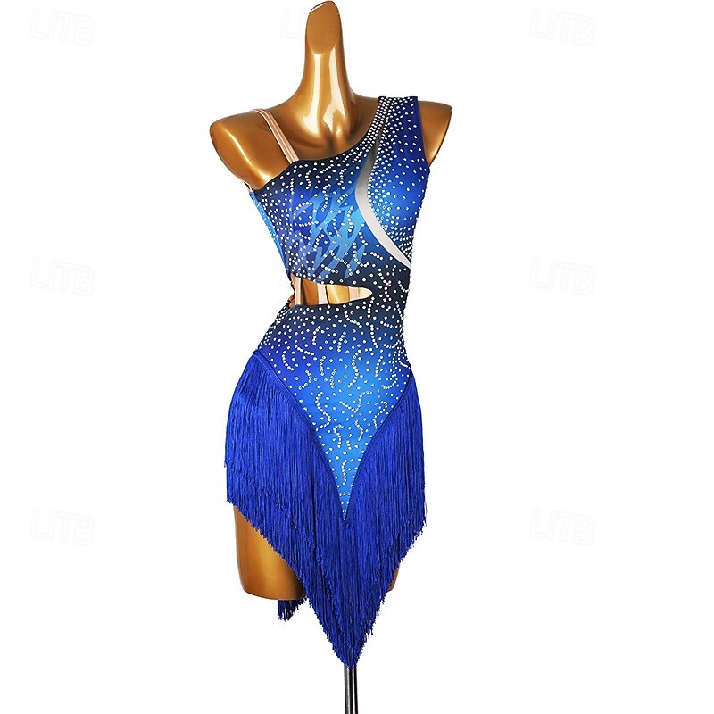 Latin Dance Dress For Women Competition Salsa Tassel Dress Sleeveless Rumba Chacha Dancewear Costumes