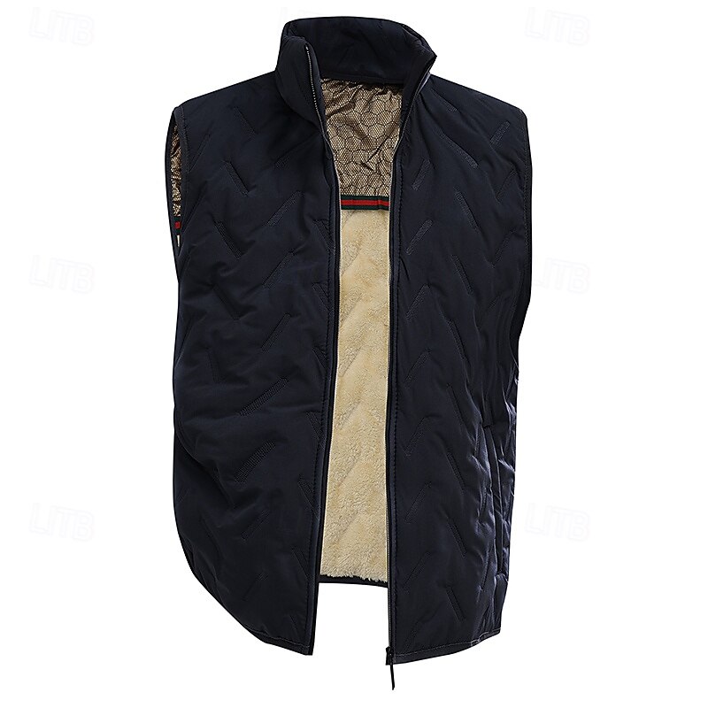 Men's Hiking Vest Fleece Vest Sleeveless Vest Outdoor Thermal Warm Lightweight Breathable Winter Zipper Polyester Black Khaki Grey Hunting Fishing Climbing3