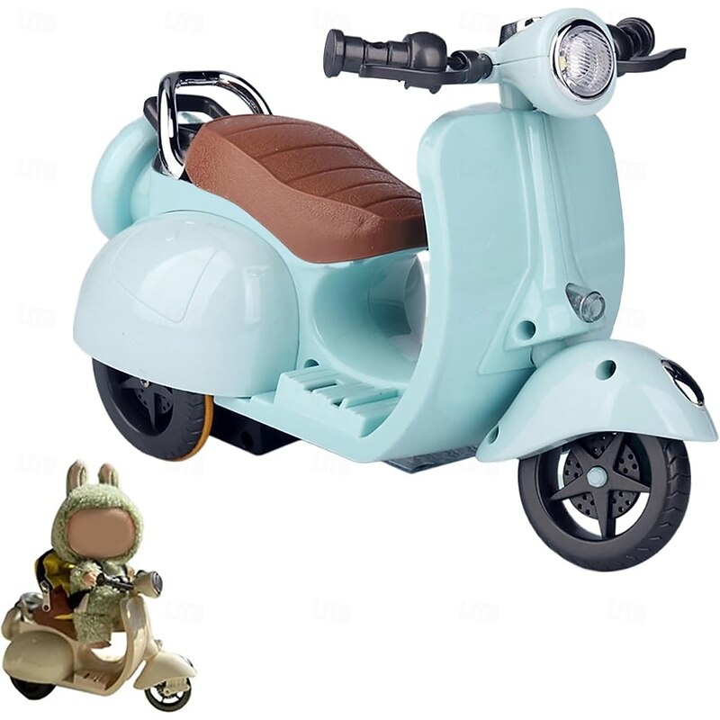 Mini Electric Doll Scooter Vehicles Toy 4 Colors Available Funny Doll Accessory with Music & Lights Could Rotate 360° Cute Plastic Scooter Toy Ornaments Battery Not Included4