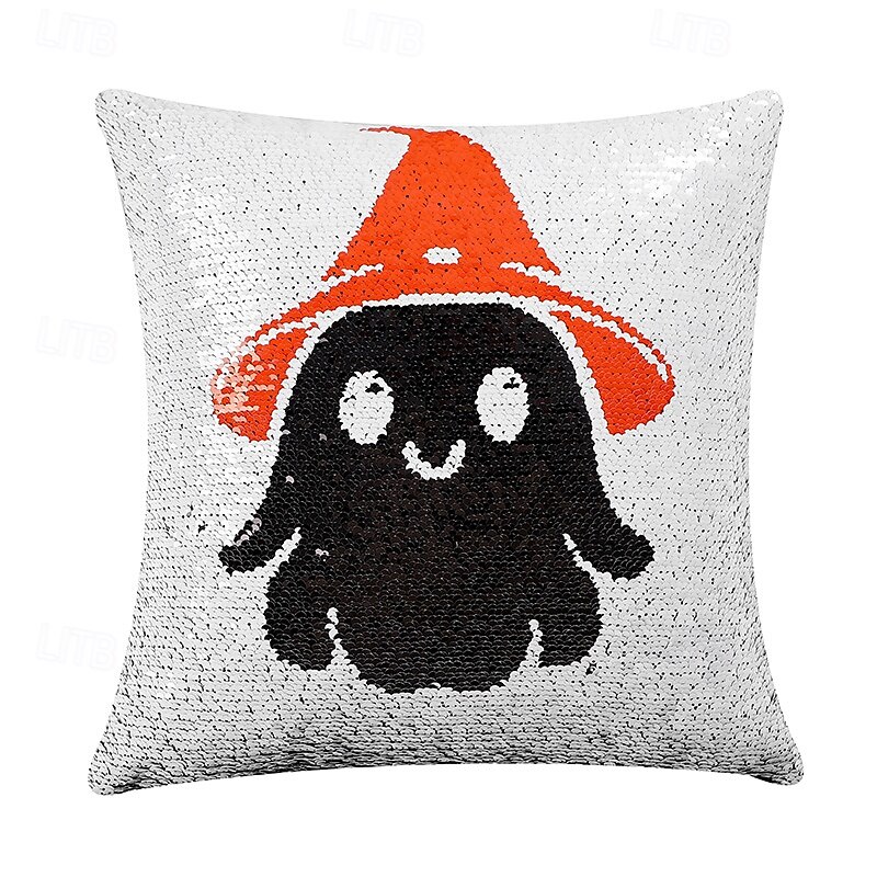 1 pcs Halloween Ghost Toss Pillow Cover, Halloween Square Traditional Classic3