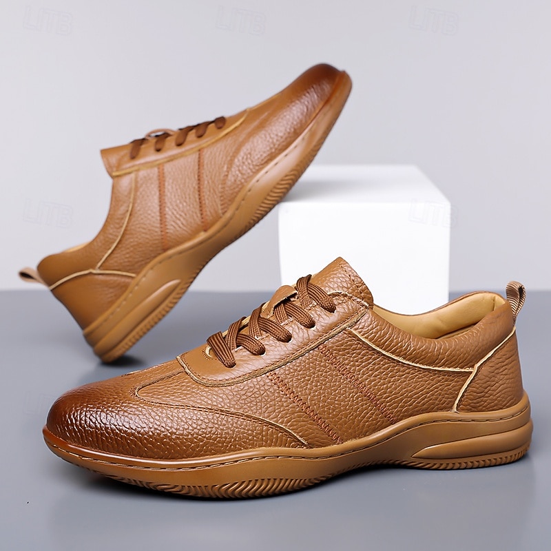 Men's Lightweight Leather Sneakers – Comfortable Sports Shoes with Cushioned Sole for Walking and Active Lifestyles3