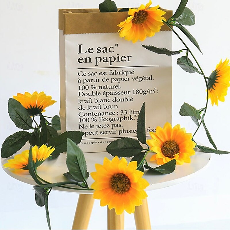 Artificial Sunflower Garland Vine with 8 Large Sunflowers, Realistic Faux Flower Decor for Home, Wall, Pipe Wrapping and Garden Decoration3