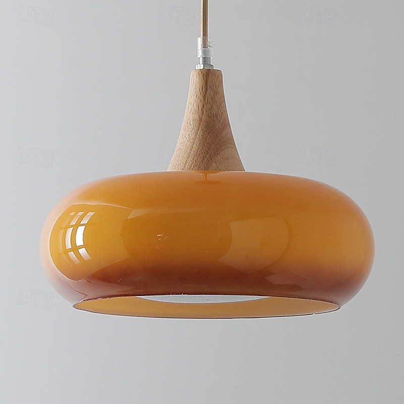 Japanese Cream Wind Glass Chandelier Retro Minimalist Rubber Wood Art Hanging Light Bedroom Restaurant Decoration Suspended Chandelier Indoor Adjustable Lighting Fixtures3