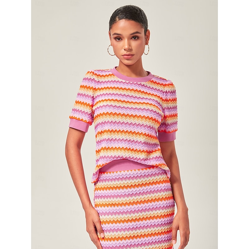 Orange Stretch Color Block Top