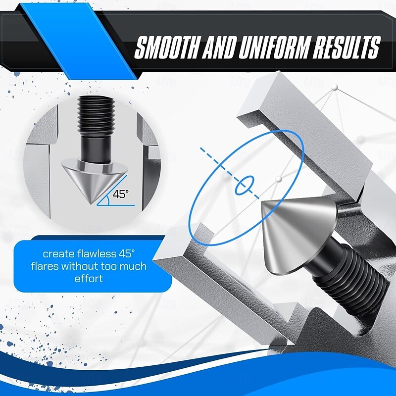 Eccentric Flaring Tool, HVAC Kit for 3/16-5/8 inch Pipes and Tubing, Brass, Aluminum, Copper, Flare Tool Kit with SAE 45 Degree Angle Cone for HVAC Gas Cooling Brake Line4