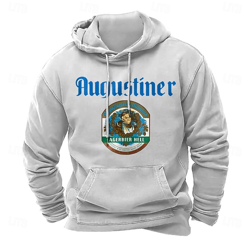 Men's Graphic Hoodie Long Sleeve Sweatshirts Carnival Vintage Retro Festival Autumn-Winter Collection Black Brown Dark Blue Clothing Apparel Designer Print Normal S M L Sizes Available