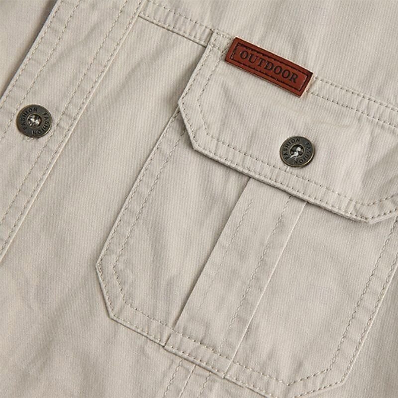 Men's Cow Print Work Shirt Western Shirt Cargo Shirt Long Sleeve Casual Tactical Sports Outdoor WorkWear Spring Fall Turndown Front Two Pockets Button Up Shirts Army Green Khaki4