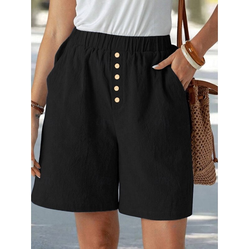 Women's Chinos Shorts Vacation Fashion Basic Short High Waist Plain Pocket Drawstring Comfort Outdoor Micro-elastic Vacation Street Daily Navy-blue Black Summer Spring Loose Fit4