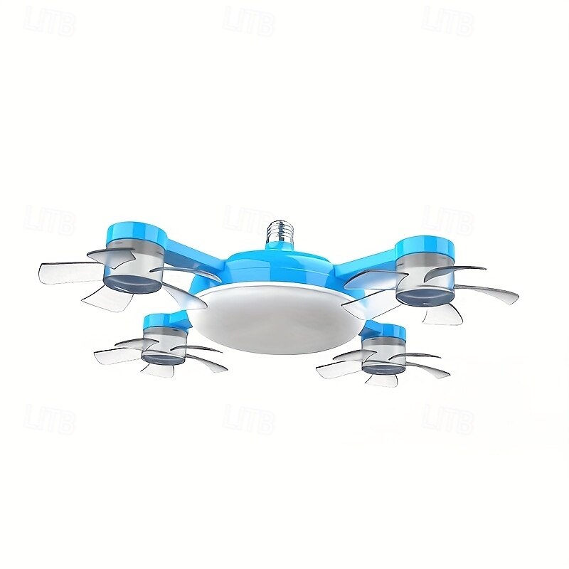 1pc Modern Ceiling Fan Chandelier with 3-Color Stepless Dimming, Remote Control, E27 Screw Base - Easy Install, Strong Wind, 20W Light for Living Room, Bedroom, Study, Kitchen, Workshop, Ceiling Fan L3